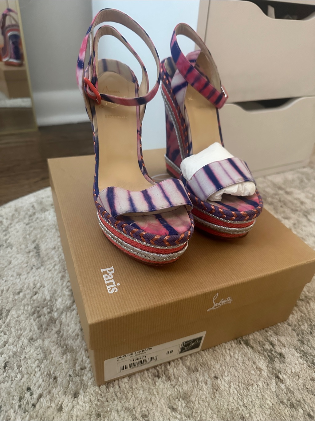 Christian Louboutin Pink And Purple Tie-Dye Platform Sandals Duplice 140 Bazin